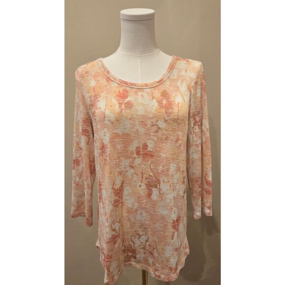 Rose + Olive Lightweight Sweater Fall Colors 3/4 Sleeve Large - Picture 2 of 9